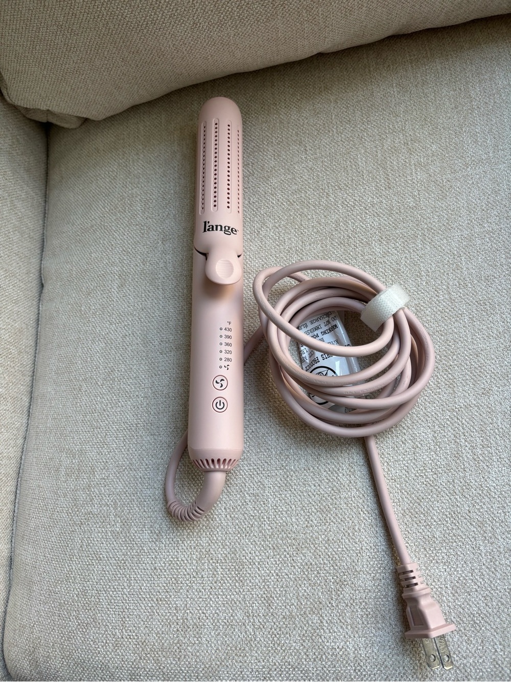 Lange Blush Pink Ceramic Hair Styling Iron with Cord